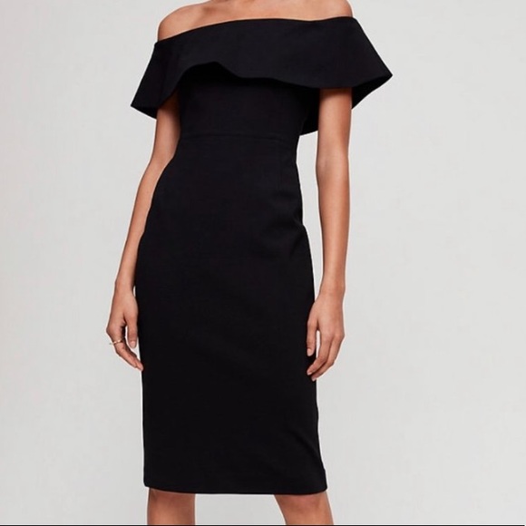 Little Black Dress- Off The Shoulder Bodycon Midi - Picture 1 of 4